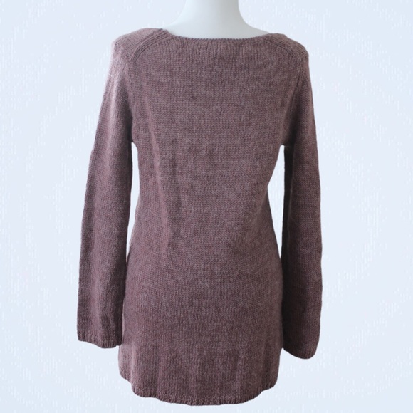 SOFT SURROUNDINGS Mauve Cozy Knit Sweater with Scoop Neck Wool & Alpaca Blend - Picture 2 of 12